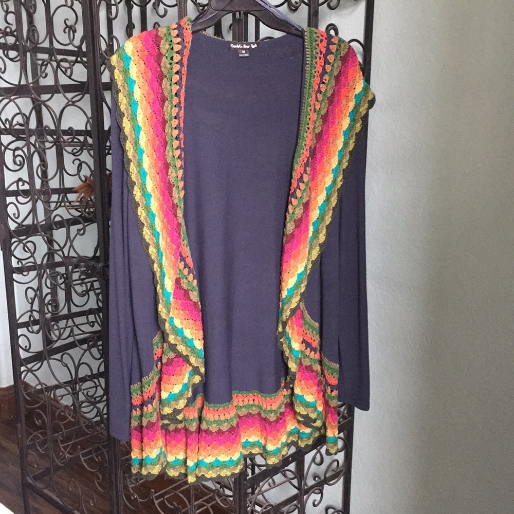 Cotton and crocheted sweater jacket